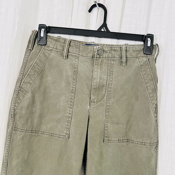 Land's End Military Green Cotton Blend Pocketed Womens Pants Size 8 - Picture 2 of 9